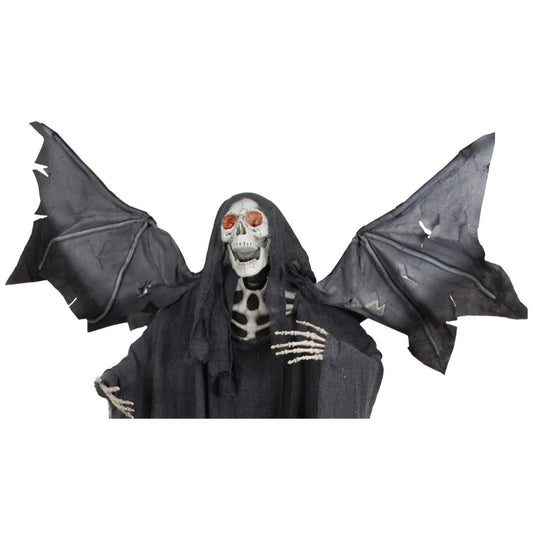 Lighted Sonic Skeletal Reaper With Wings Halloween Decoration - 66" - Red Lights