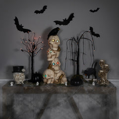 LED Lighted Skull Tower With Raven and Snake Halloween Decoration - 27.5" - Multicolor