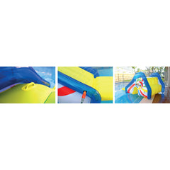 Yellow and Blue Pool Side Slide With an Attached Sprayer  98-Inches