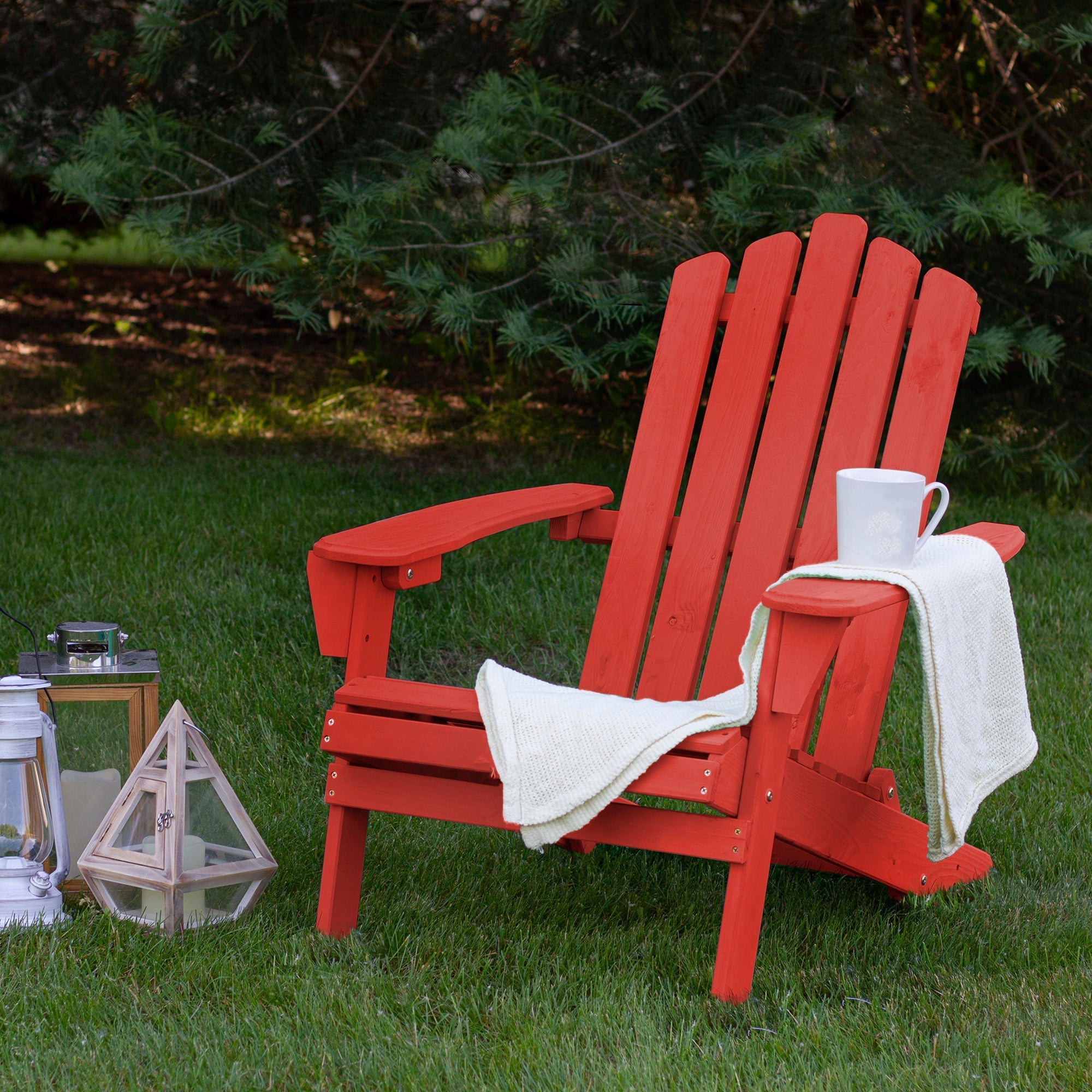  Classic Folding Wood Adirondack Chair - Brown - Bonton