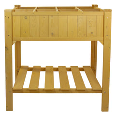 3ft Wooden Raised Garden Bed Planter Box With Shelf