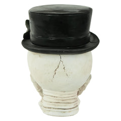 9" Skull With Top Hat and Roses Halloween Decoration