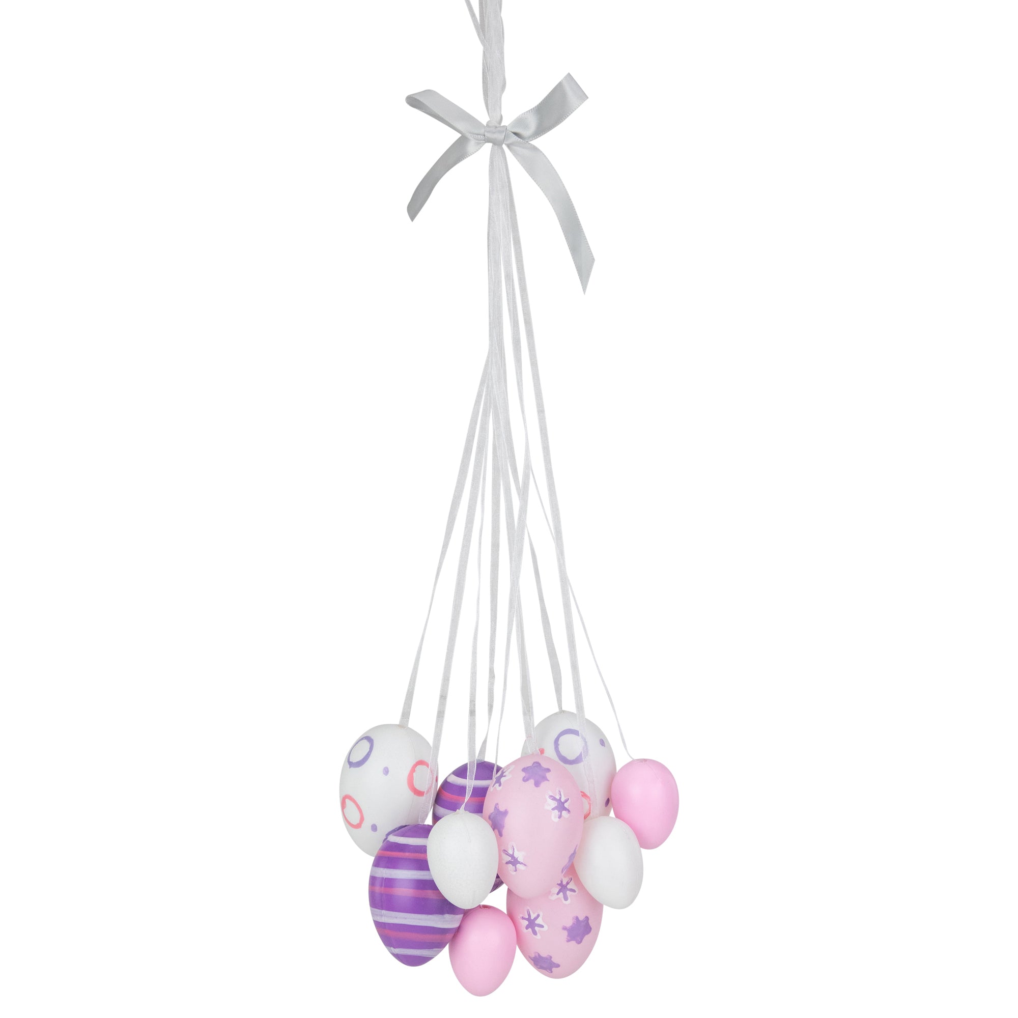  NorthLight Floral Striped Easter Egg Cluster Hanging DÃ©cor, 15