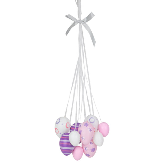 Floral Striped Easter Egg Cluster Hanging DÃ©cor, 15"