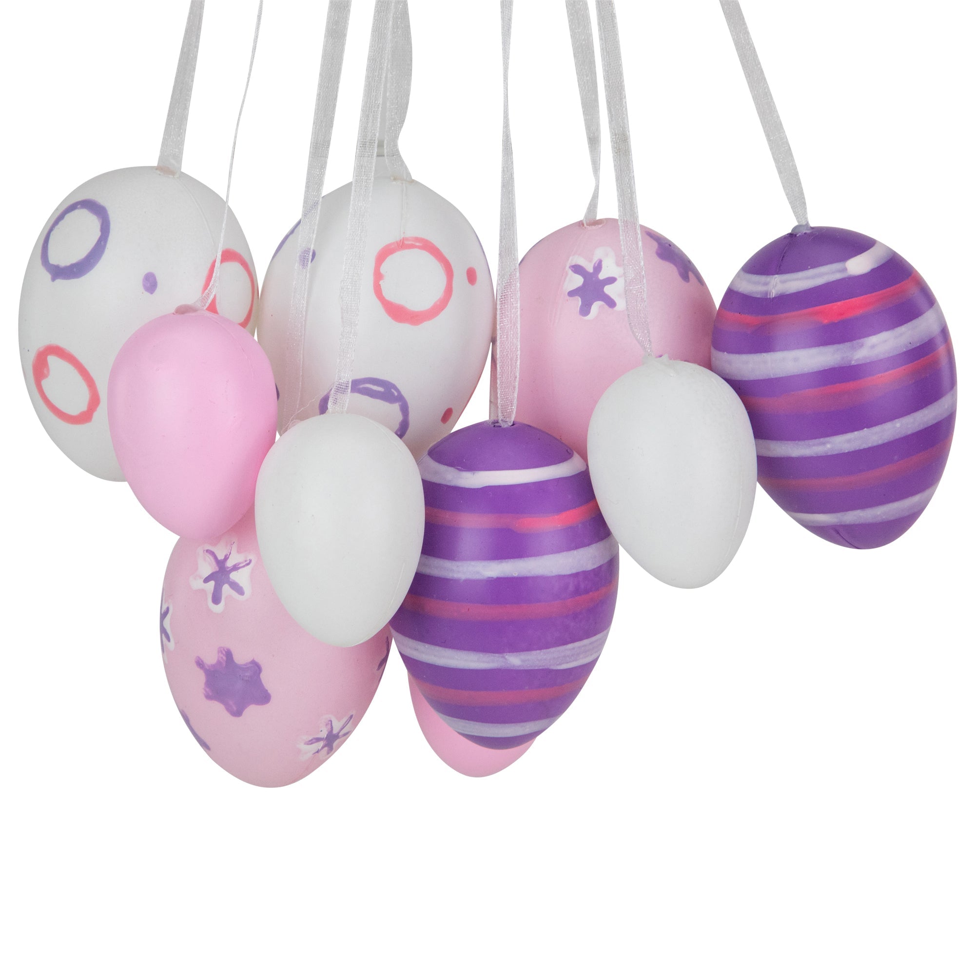  NorthLight Floral Striped Easter Egg Cluster Hanging DÃ©cor, 15