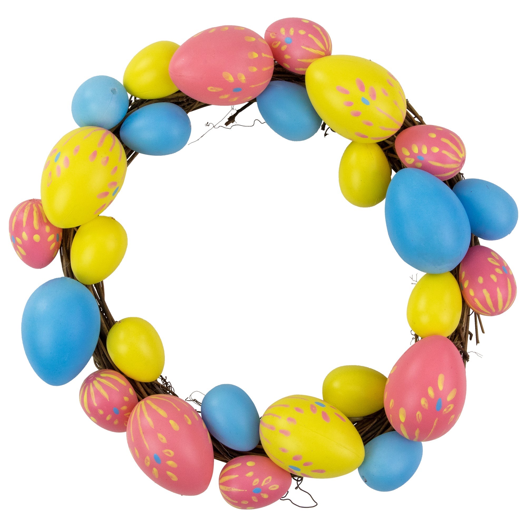  NorthLight Floral Stem Easter Egg Spring Wreath, 10