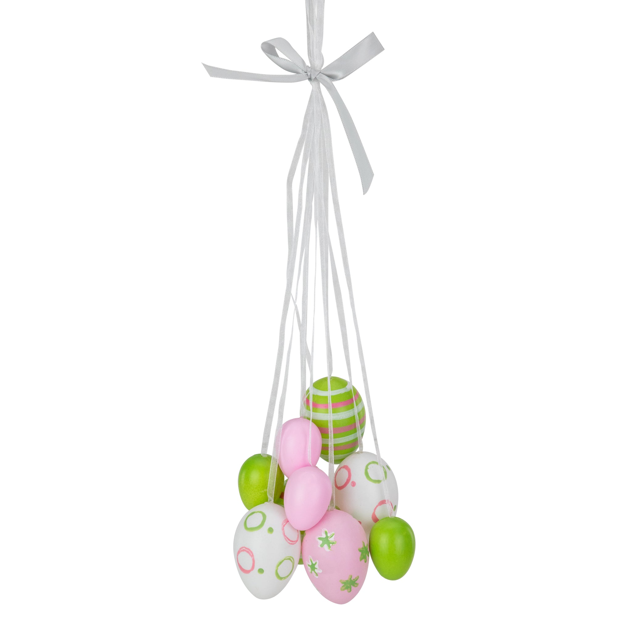  NorthLight Floral Striped Spring Easter Egg Cluster, 17