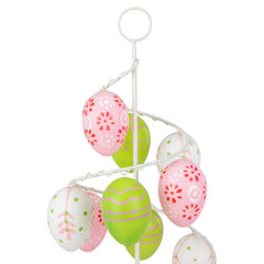 Floral and Striped Decorative Easter Egg Tree - 14.25" - Lime Green and Pink
