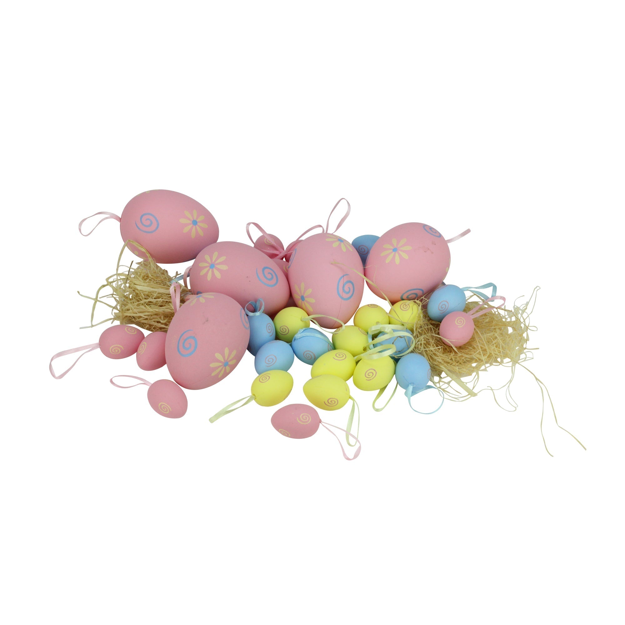  NorthLight Pastel Pink & Yellow Easter Egg Ornaments Pack of 29 - Pink - Bonton