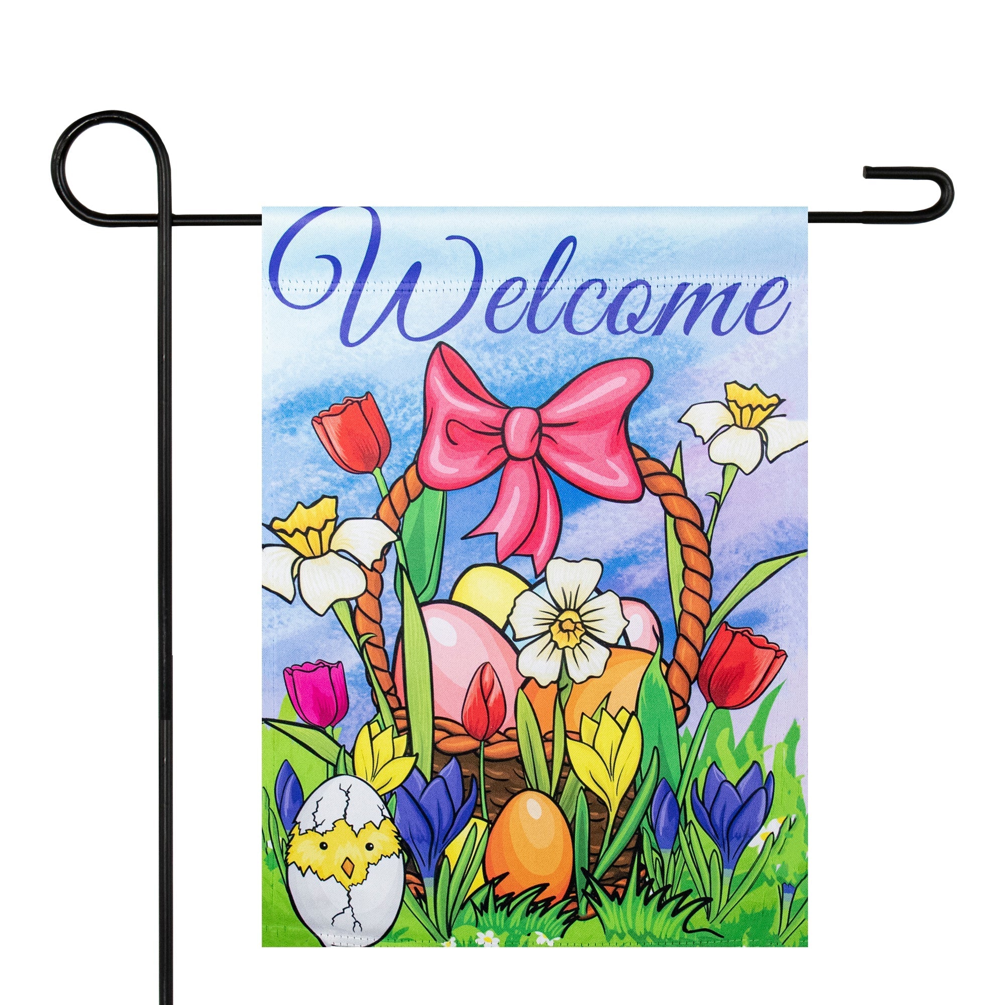  NorthLight Welcome Easter Basket Outdoor Garden Flag - Blue - Bonton