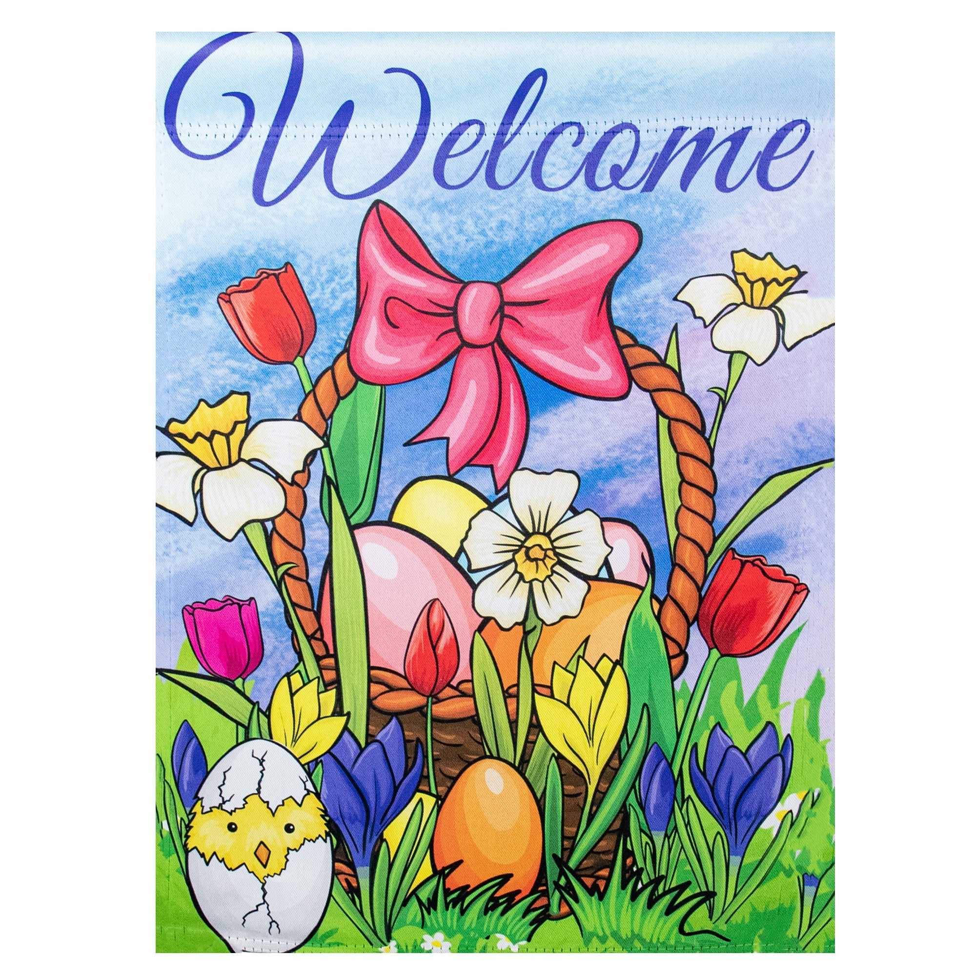  NorthLight Welcome Easter Basket Outdoor Garden Flag - Blue - Bonton