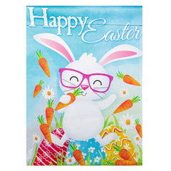 Happy Easter Bunny with Carrots Outdoor Garden Flag