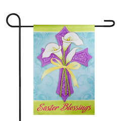 Easter Blessings Cross and Lilies Outdoor Garden Flag