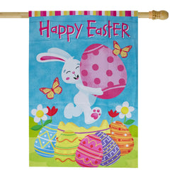 Happy Easter Bunny with Eggs Outdoor House Flag