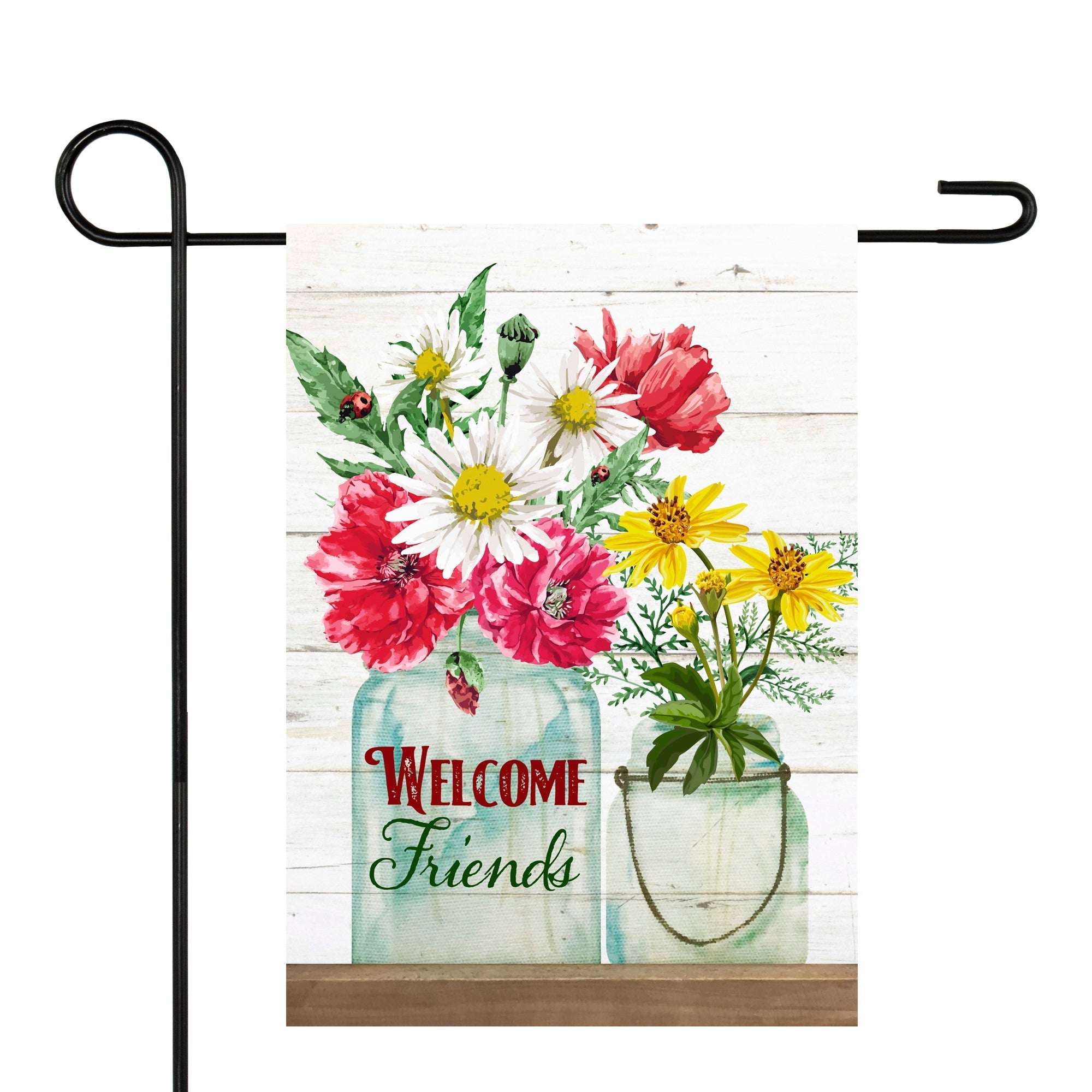  NorthLight Welcome Friends Spring Bouquet Outdoor Garden Flag - White - Bonton