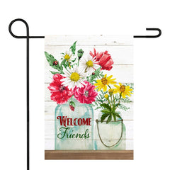 Welcome Friends Spring Bouquet Outdoor Garden Flag