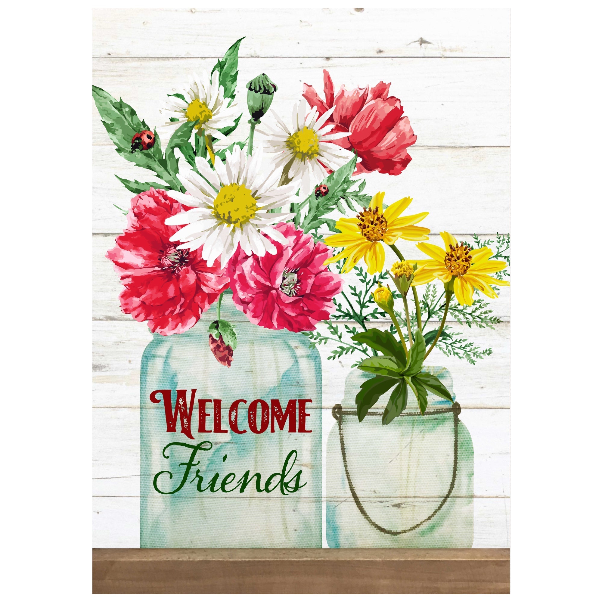  NorthLight Welcome Friends Spring Bouquet Outdoor Garden Flag - White - Bonton