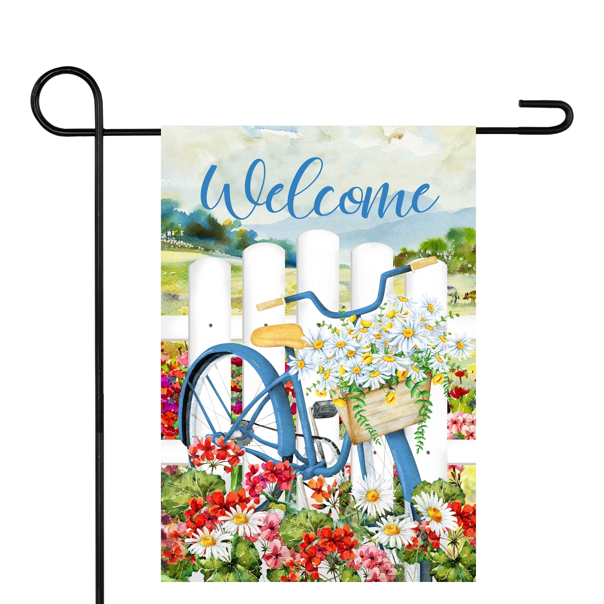  NorthLight White Picket Fence Floral Outdoor Garden Flag 12.5