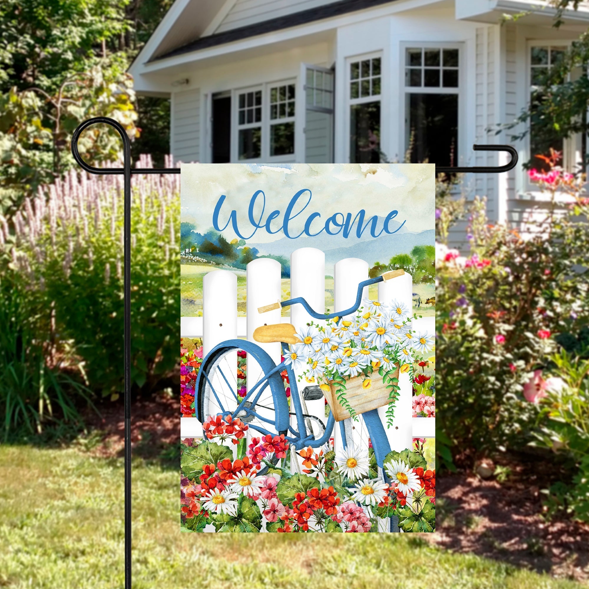  NorthLight White Picket Fence Floral Outdoor Garden Flag 12.5