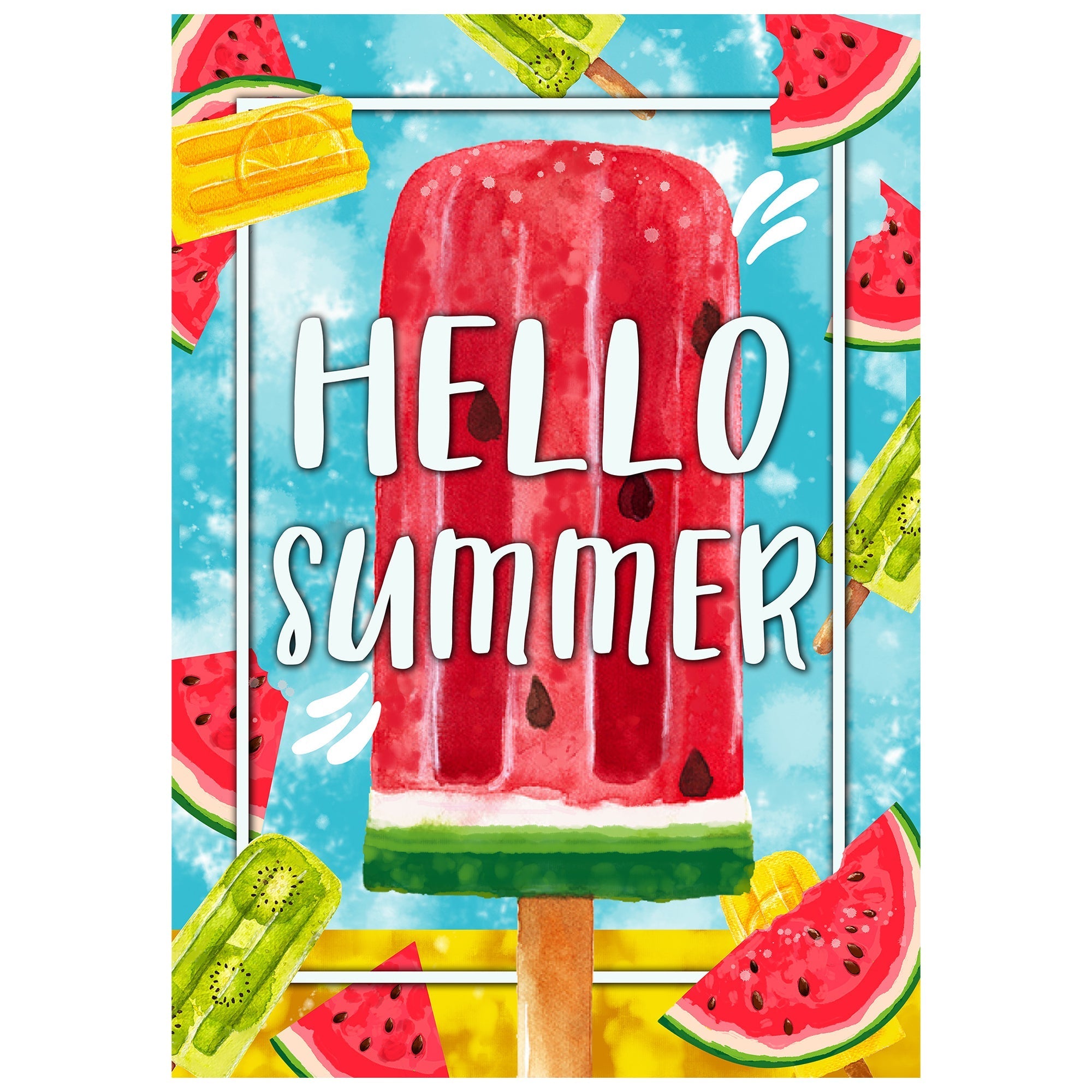  NorthLight Hello Summer Popsicle Outdoor Garden Flag 12.5