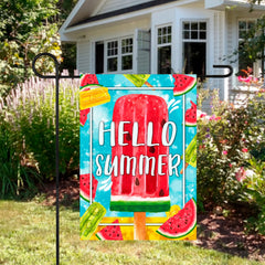 Hello Summer Popsicle Outdoor Garden Flag 12.5" x 18"