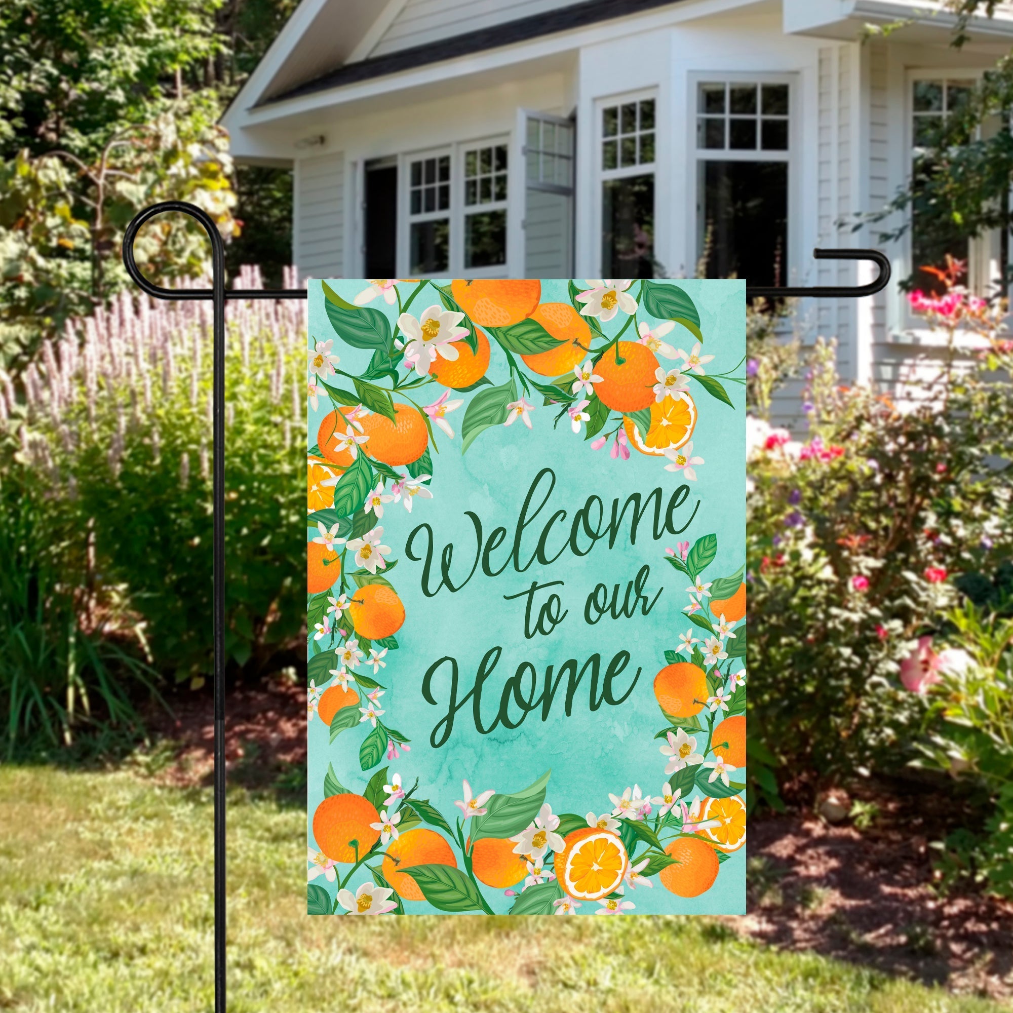  NorthLight Welcome to Our Home Oranges Outdoor Garden Flag 12.5