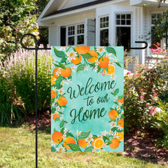 Welcome to Our Home Oranges Outdoor Garden Flag 12.5" x 18"