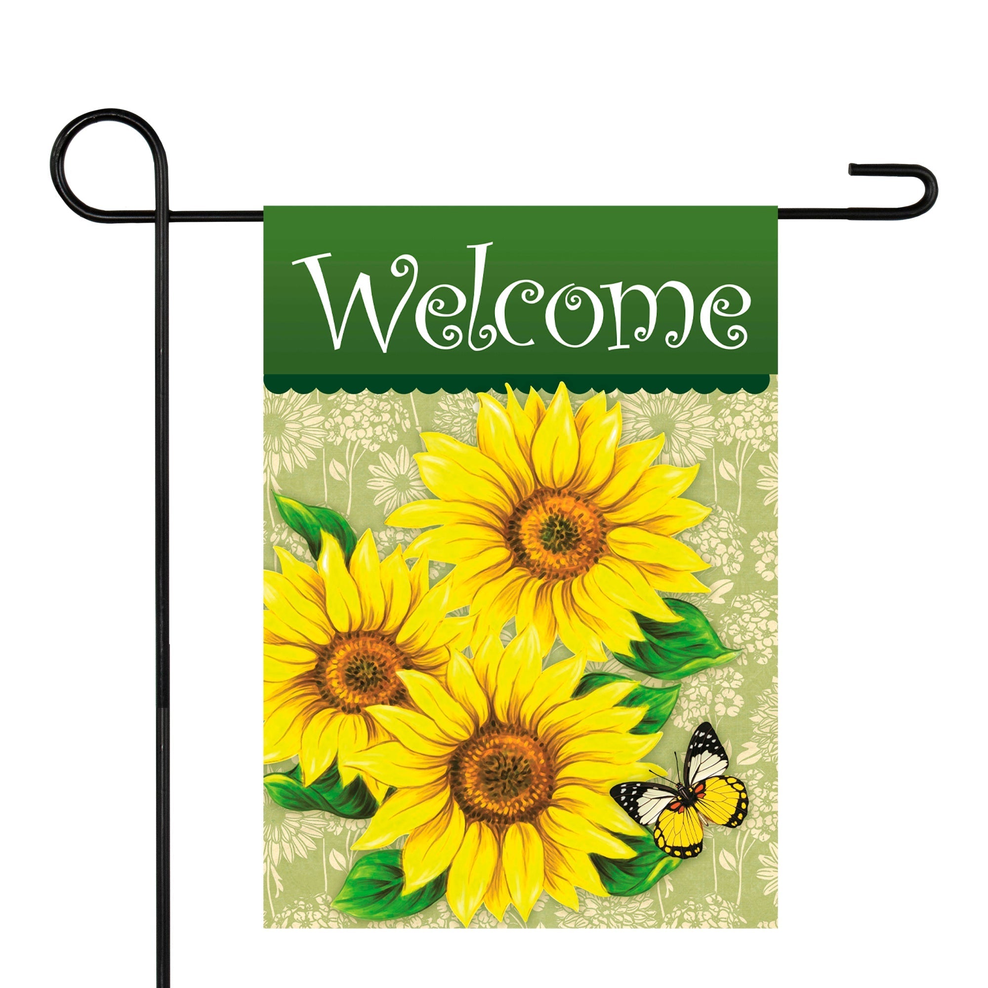  NorthLight Welcome Sunflowers & Butterfly Spring Outdoor Garden Flag - Yellow - Bonton