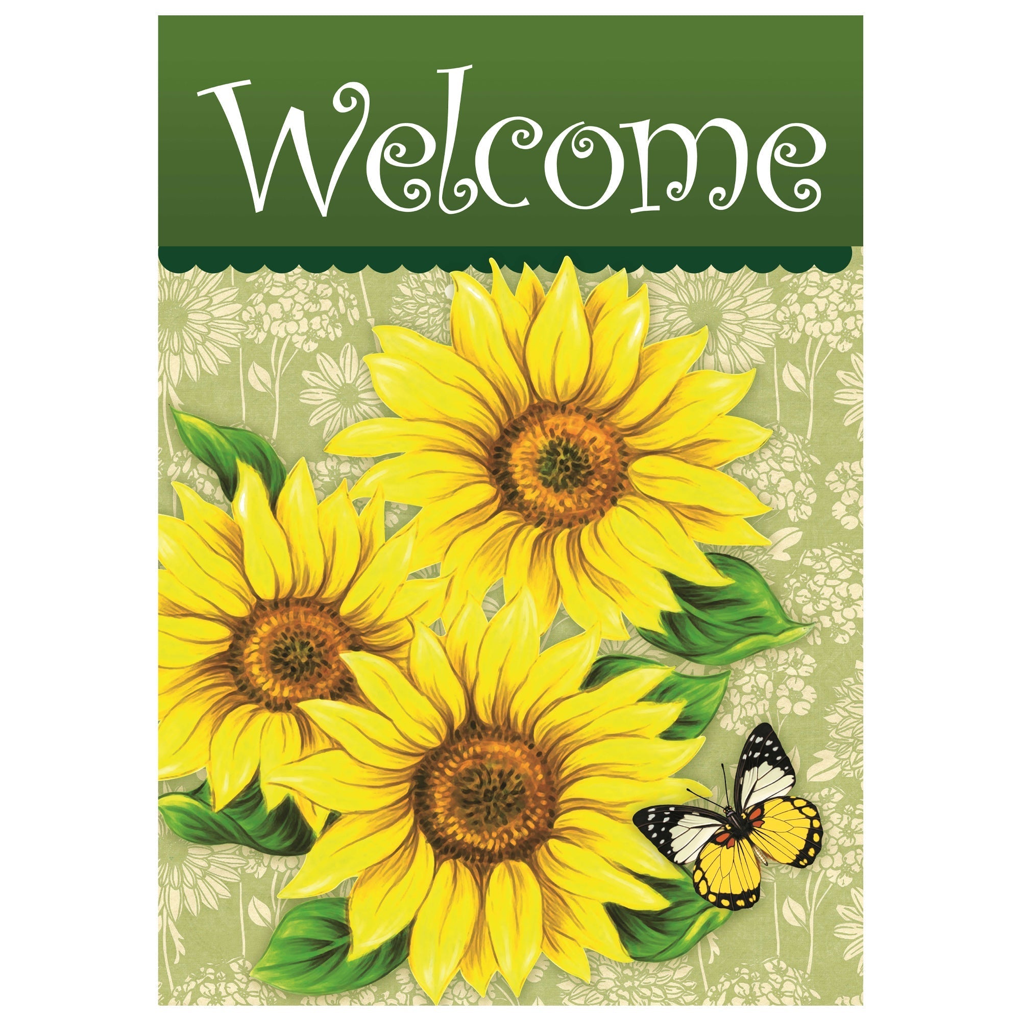  NorthLight Welcome Sunflowers & Butterfly Spring Outdoor Garden Flag - Yellow - Bonton