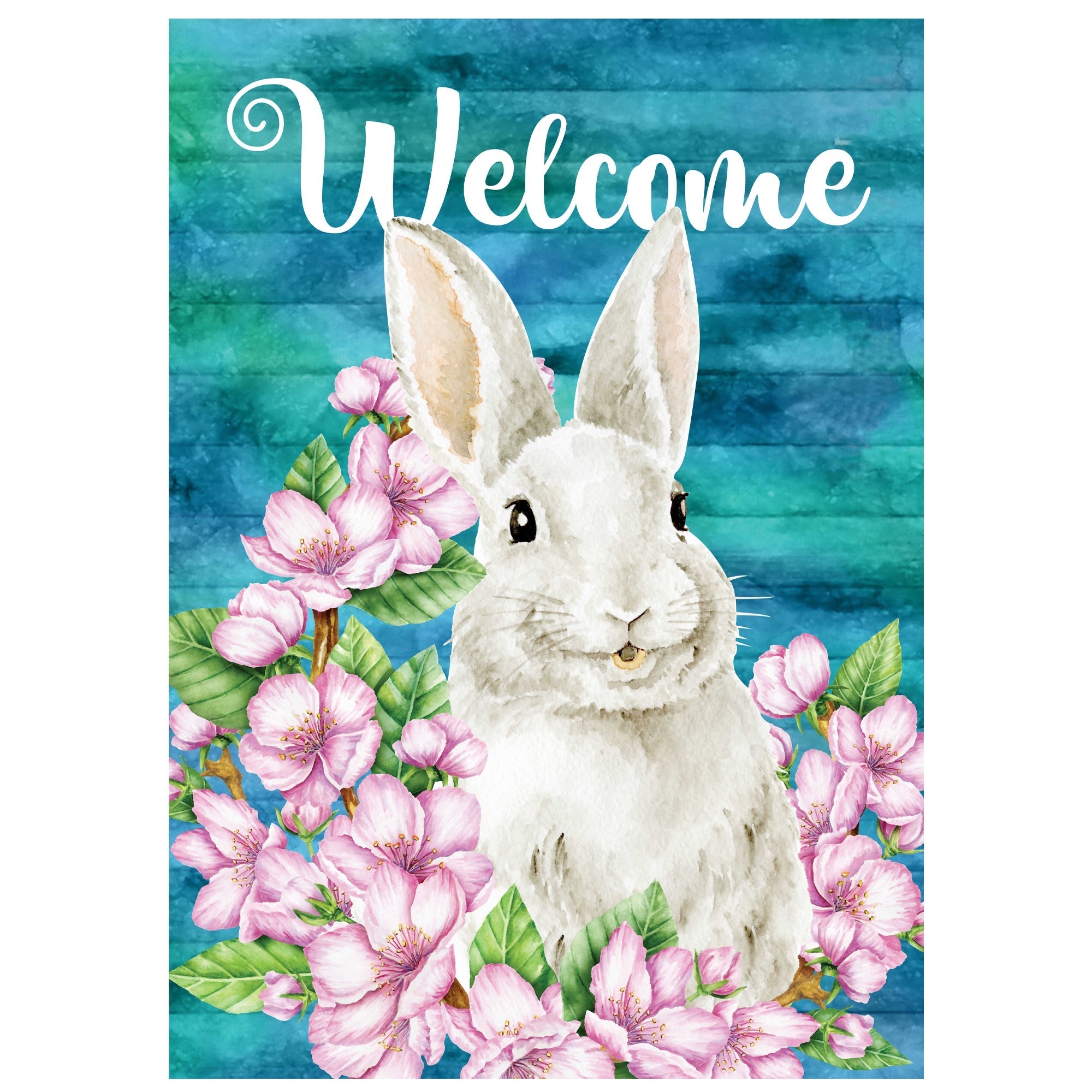  NorthLight Welcome Bunny Floral Spring Outdoor Garden Flag - Pink - Bonton