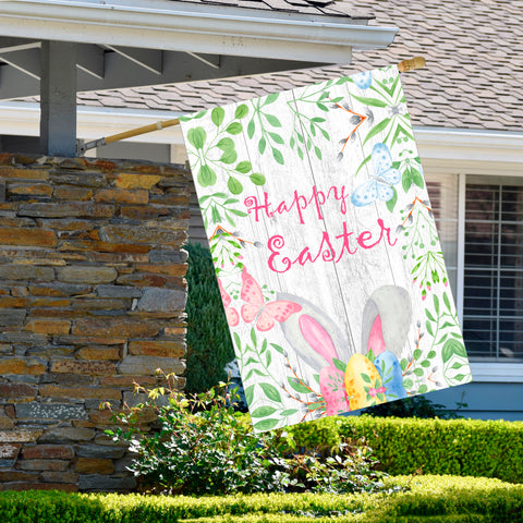 Happy Easter Bunny Ears Outdoor House Flag 28" X 40"