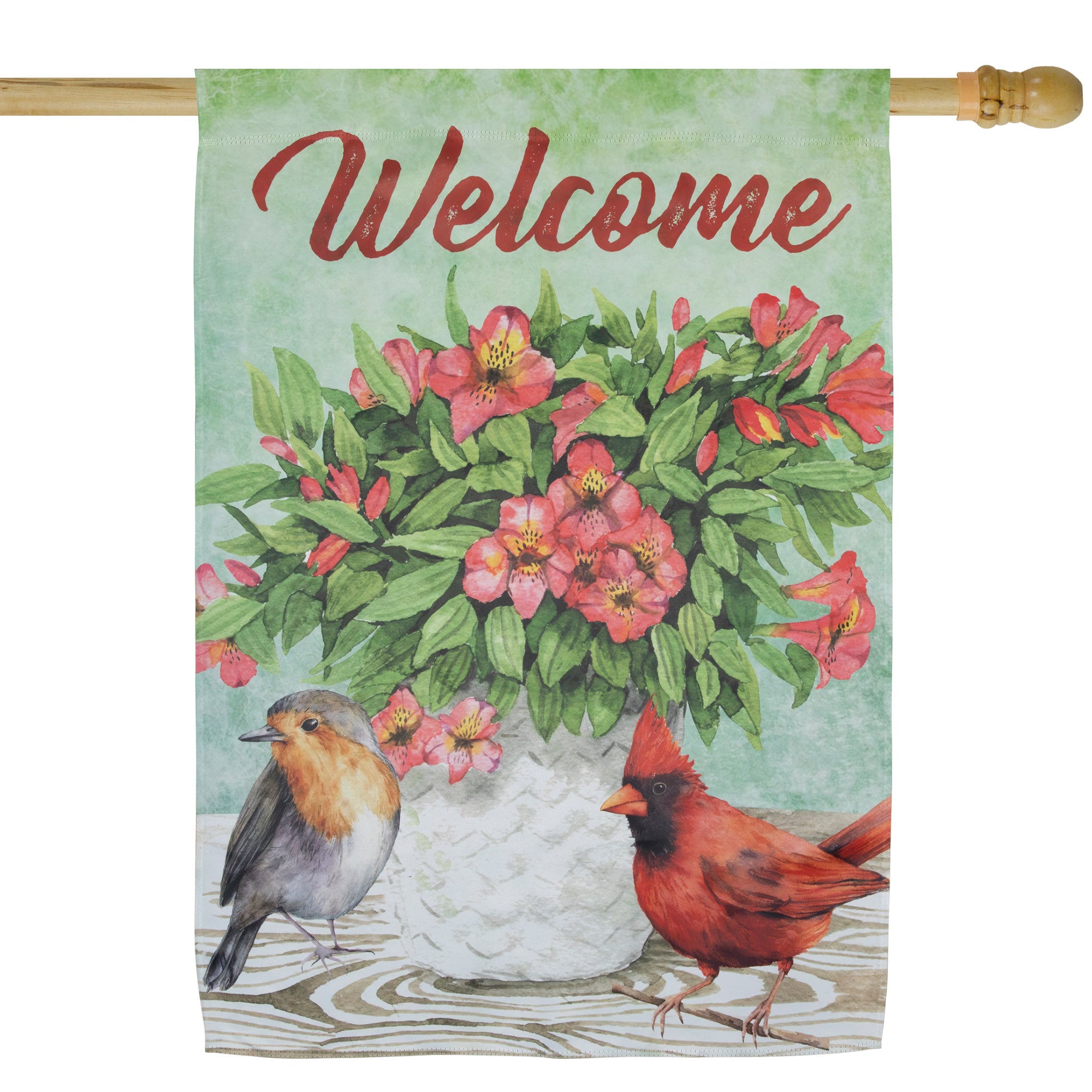  Northlight Welcome Cardinal Bird and Spring Bouquet Flag 28