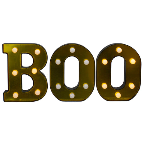 LED Lighted "BOO" Halloween Marquee Sign - 6.5" - Warm White