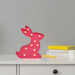 9.5" LED Lighted Pink Easter Bunny Marquee Wall Sign