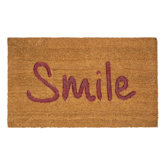 Natural Coir "Smile" Outdoor Rectangular Doormat 18" x 30"