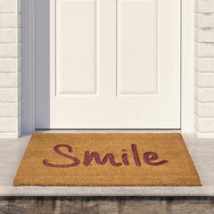 Natural Coir "Smile" Outdoor Rectangular Doormat 18" x 30"