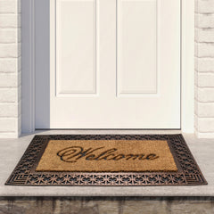 Gold and Natural Coir Rectangular "Welcome" Doormat 23" x 35"