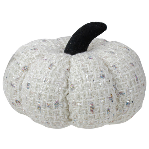 Knitted Fall Harvest Pumpkin - 7" - Ivory