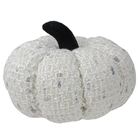 Knitted Fall Harvest Pumpkin - 7" - Ivory