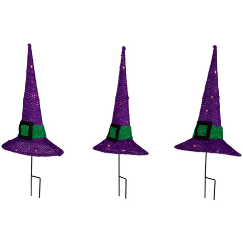 LED Lighted Witches Hat Outdoor Halloween Pathway Markers - 14" - White Lights