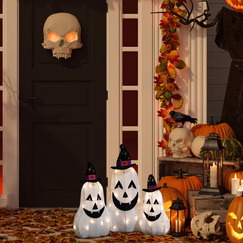 LED Jack O' Lantern Ghosts Outdoor Halloween Decorations - 23.5" - Set of 3
