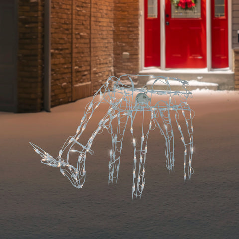 Lighted Feeding Reindeer Animated Outdoor Christmas Decoration - 42" - Clear Lights