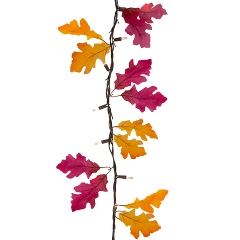 35-Count Fall Harvest Leaves Mini Light Garland Set  8.75ft Brown Wire
