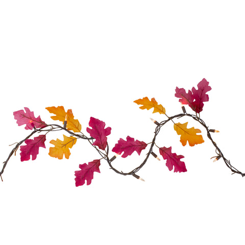 35-Count Fall Harvest Leaves Mini Light Garland Set  8.75ft Brown Wire