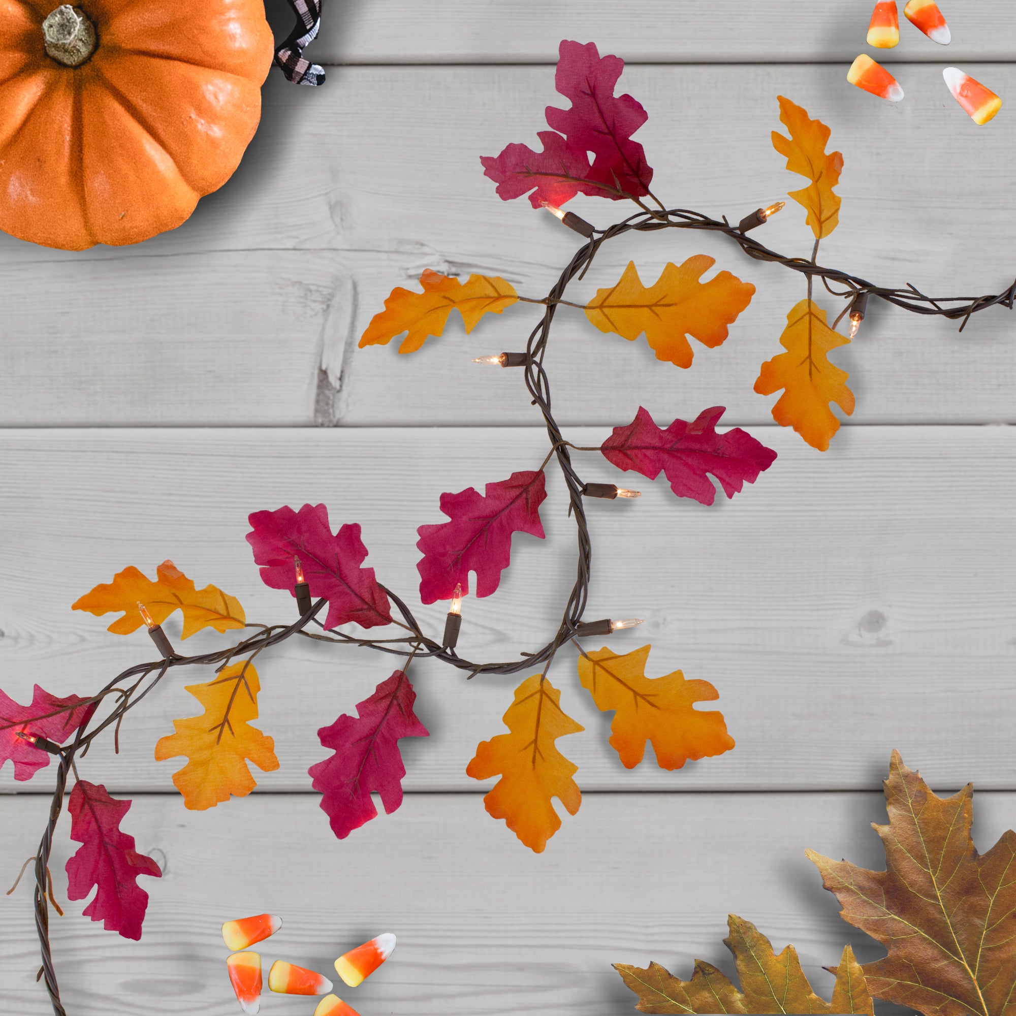  Northlight 35-Count Fall Harvest Leaves Mini Light Garland Set  8.75ft Brown Wire - Default Title - Bonton