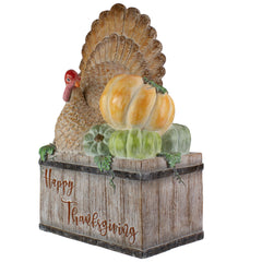 20.25" Turkey and Pumpkins 'Happy Thanksgiving' Decoration