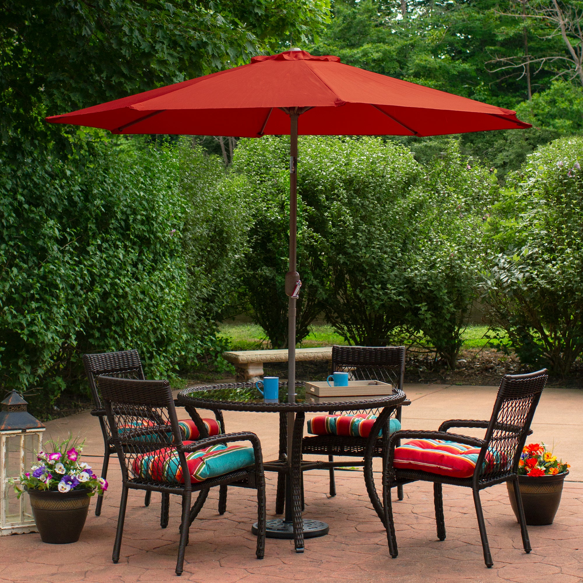  Northlight 9ft Outdoor Patio Market Umbrella With Hand Crank and Tilt  Terracotta - Terracotta - Bonton