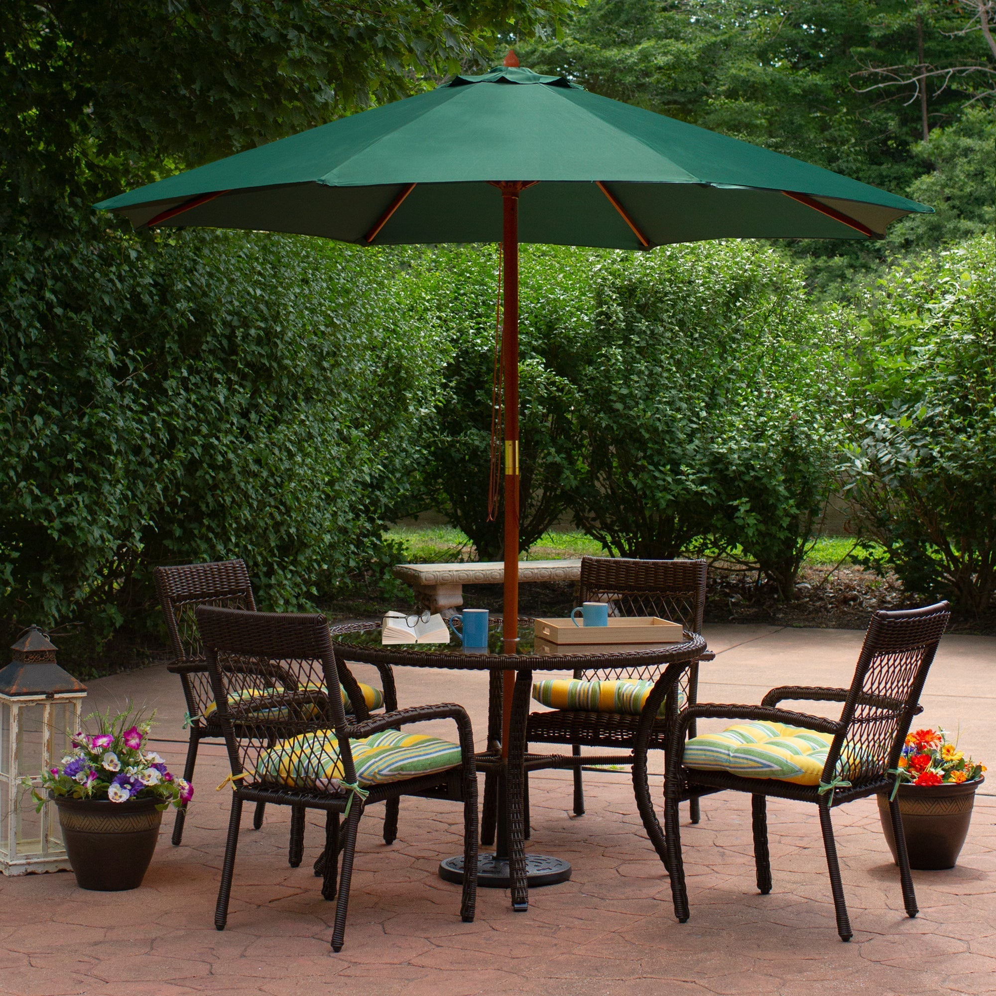  Outdoor Patio Market Umbrella with Wooden Pole - Gray - Bonton