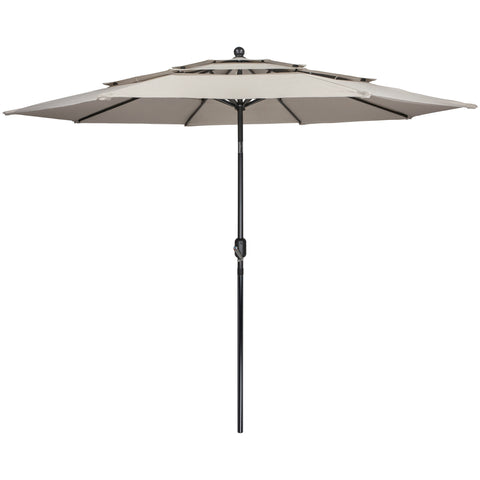 9.75ft Outdoor Patio Market Umbrella With Hand Crank and Tilt  Beige