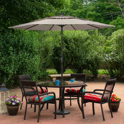 9.75ft Outdoor Patio Market Umbrella With Hand Crank and Tilt  Beige